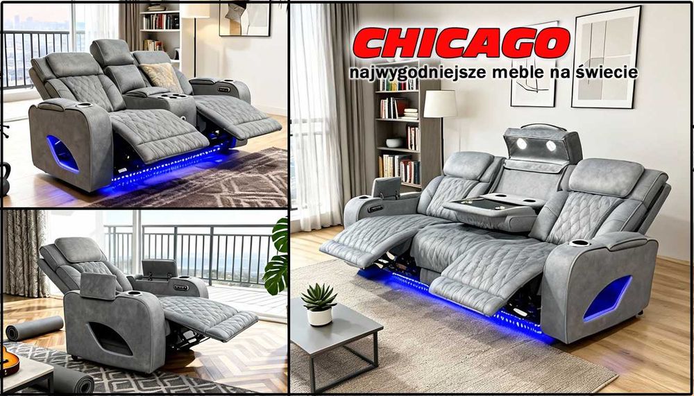 CHICAGO najwygodniejsze meble na świecie z elektrycznymi RELAXami