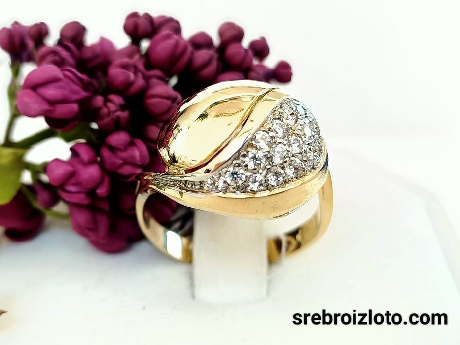 Pierścionek złoty z cyrkoniami