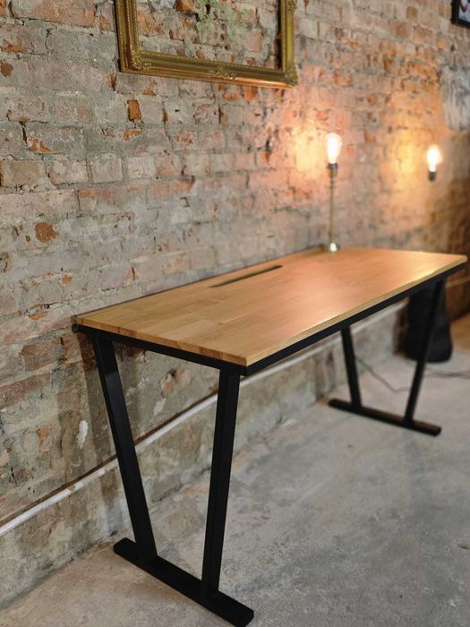 Biurko LOFT 130x60 naturalny dąb, metalowy stelaż | Transport GRATIS