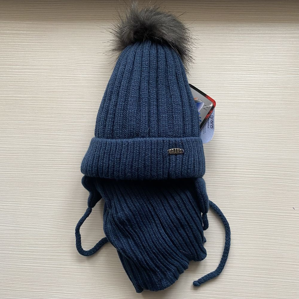 Нові польські зимові шапки з шарфами - снудами для хлопців