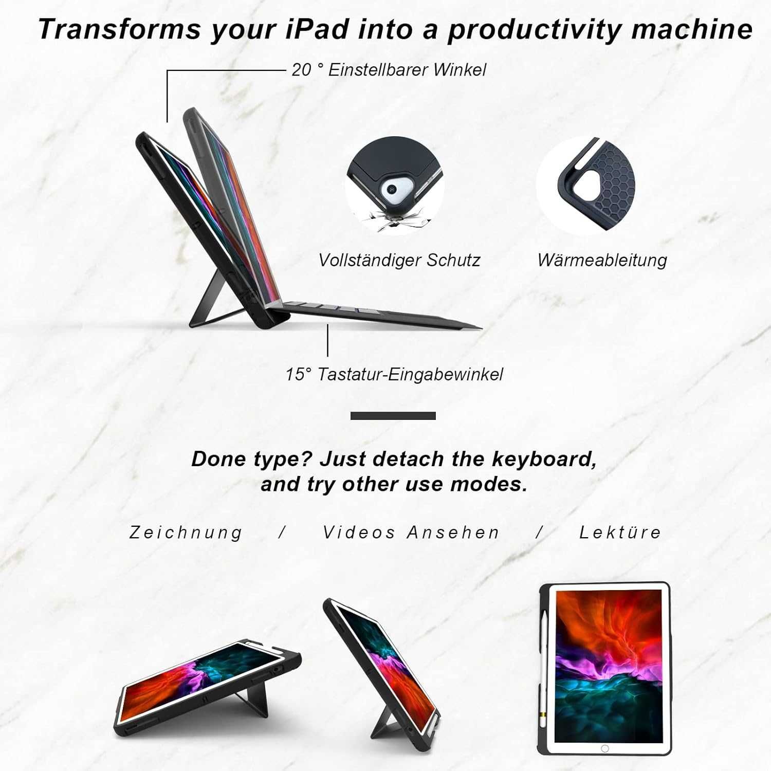 Seagtigau etui klawiatura touchpad RGB LED iPad 10.2 9/8/7 Air 3