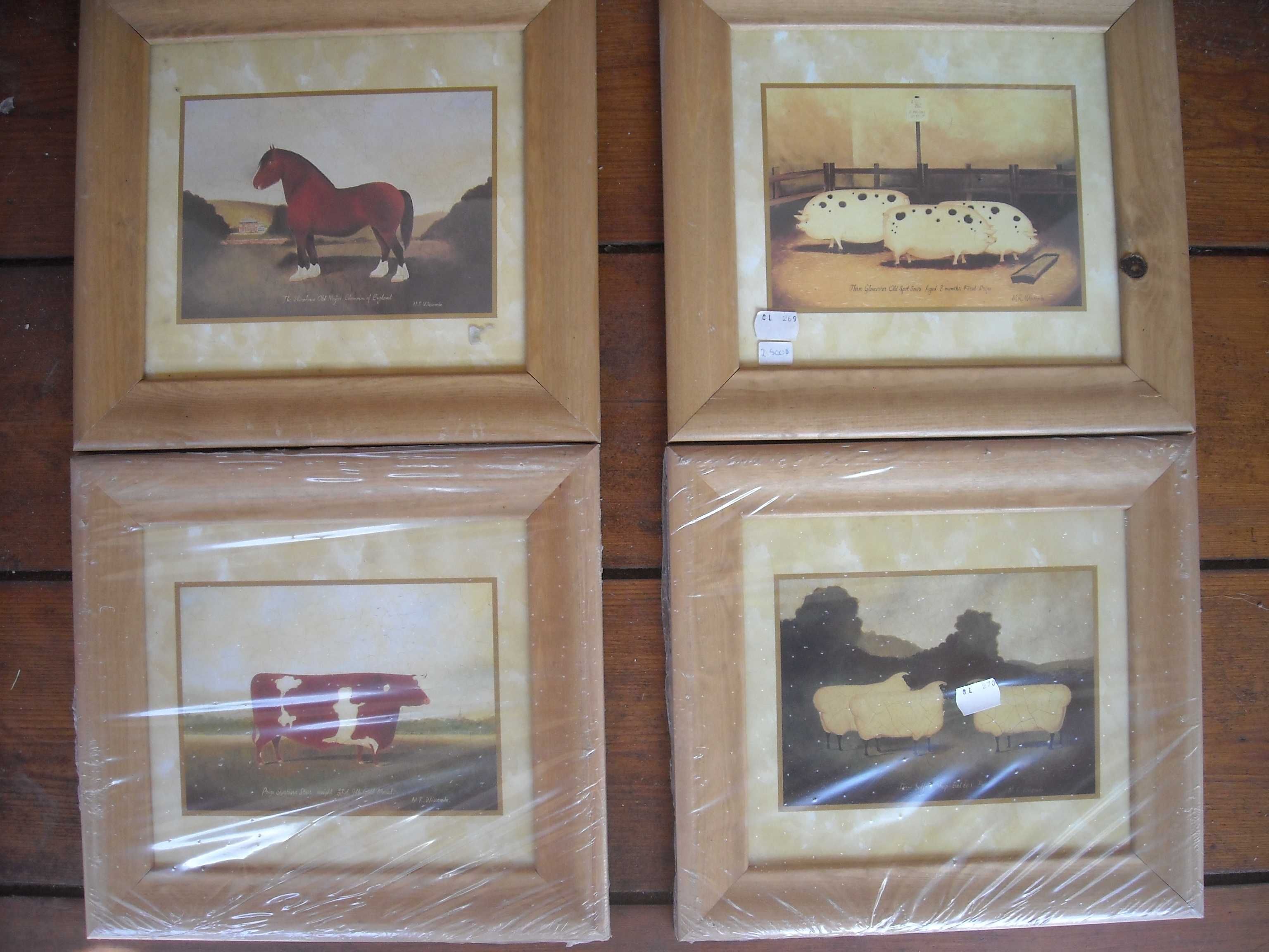 Quadros antigos vintage rusticos gravuras animais de quinta NOVO