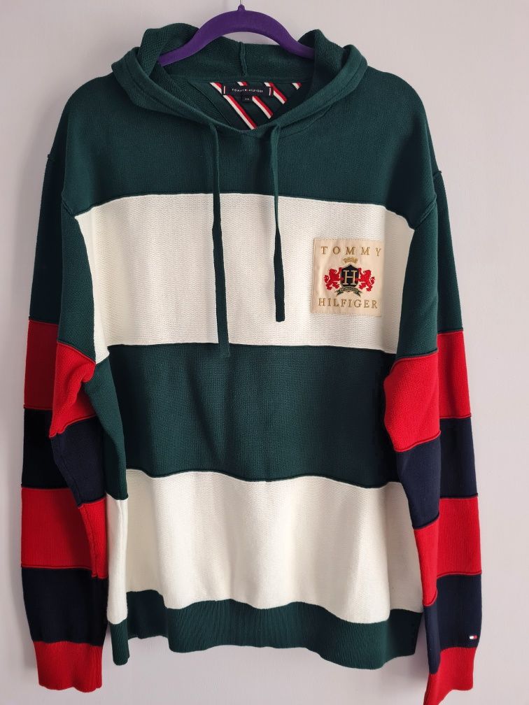 Bluza z kapturem Tommy Hilfiger XL XXL jak nowa zielona