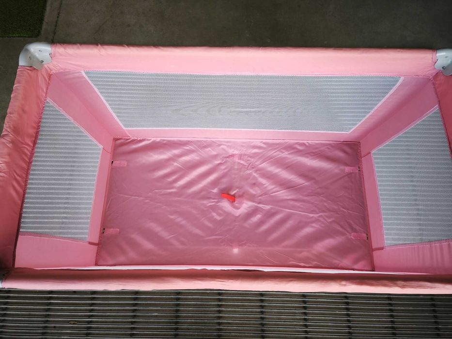 Cama de viagem rosa + colchão tripartido