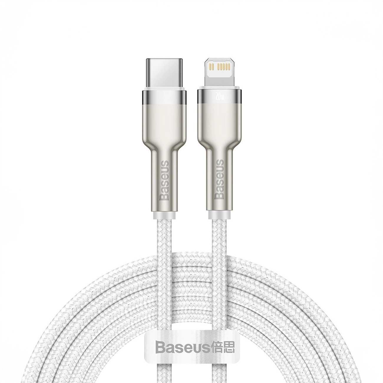 Kabel Baseus Cafule Metal Data USB-C / Lightning 20W PD 1 m - biały