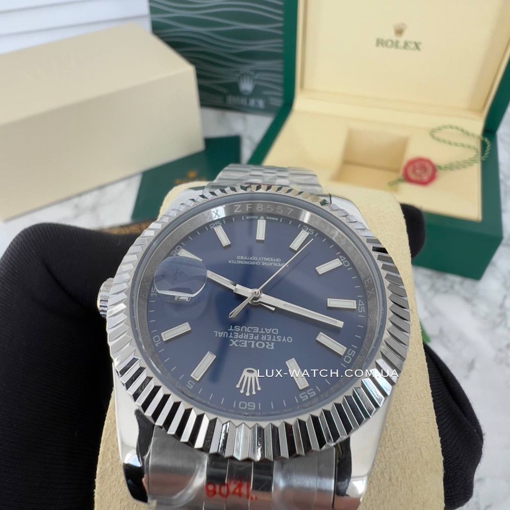 Мужские часы Rolex DateJust 41 Silver-Blue Ролекс