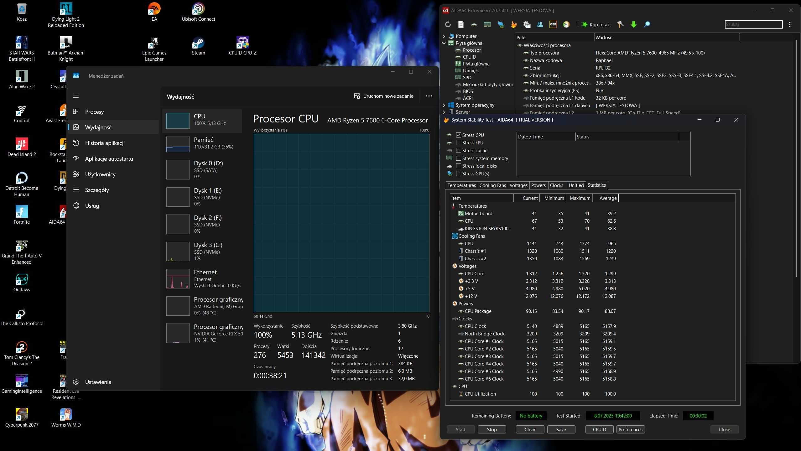 Procesor AMD Ryzen 5 7600 (BOX) |  Gwarancja + Chłodzenie Stan idealny