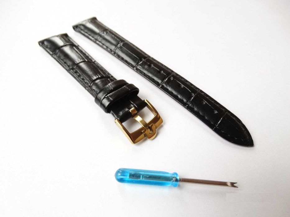 Pasek skórzany do zegarka 18mm 20mm Omega klamra złota srebrna