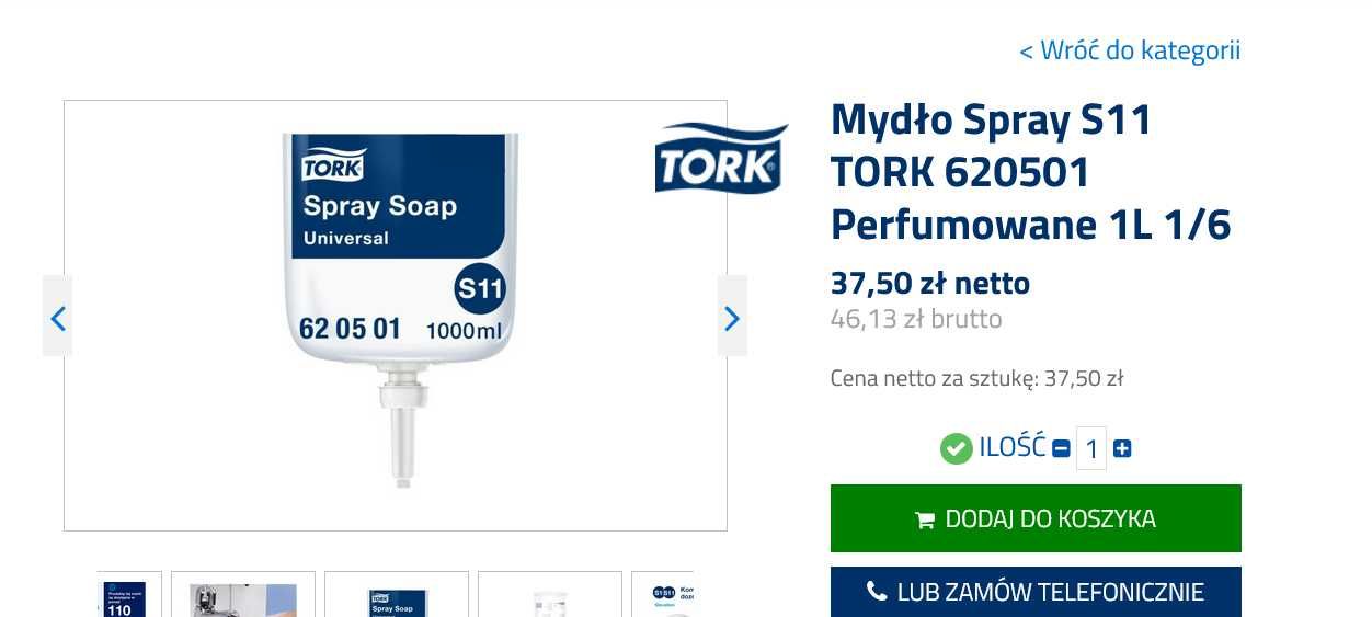 Mydło w sprayu TORK 1000 ml / S11 / 8 sztuk