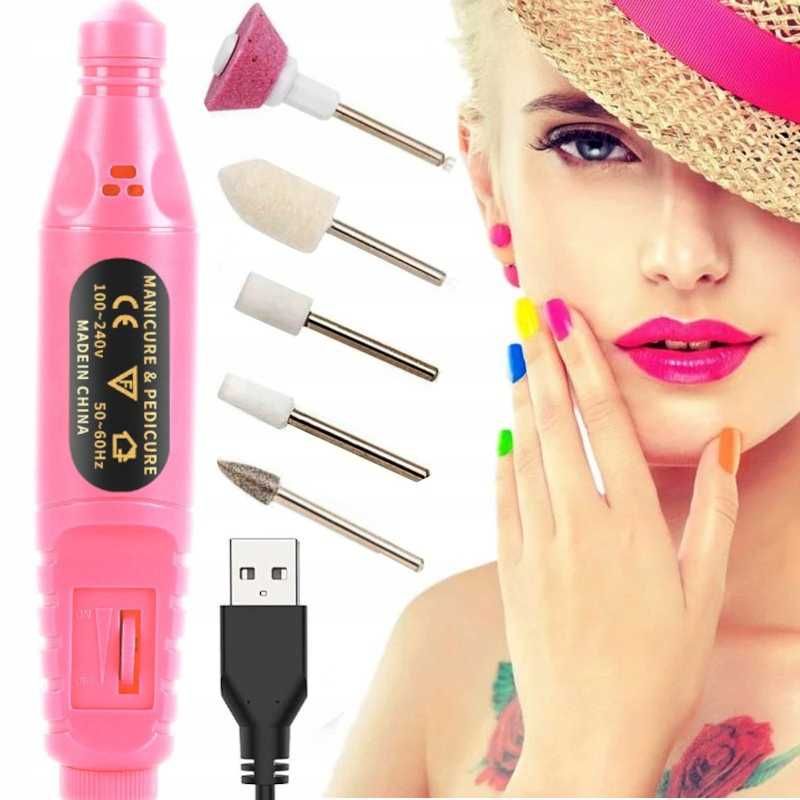 FREZARKA DO PAZNOKCI do manicure pedicure + zestaw frezów frezy kabel