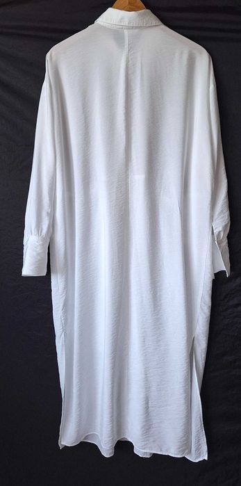 Biała Sukienka Koszulowa H&M Wiązanie z przodu S/M wiskoza