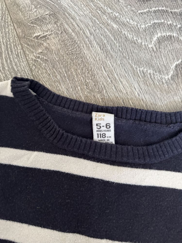 Sweter Zara kids 116 czarny paski biały chłopiec