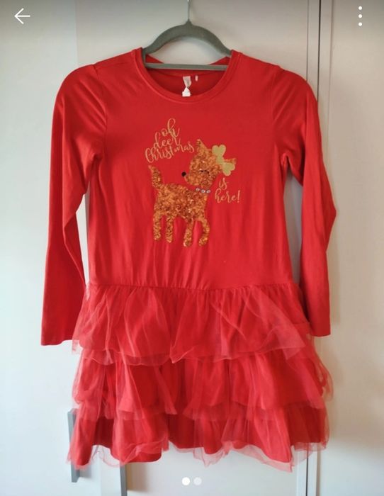 Sukienka czerwona świąteczna 140