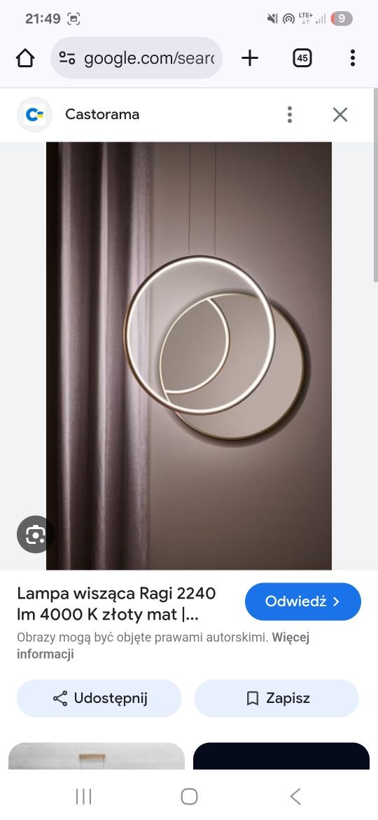 Lampa wisząca LED typu Ring  50cm