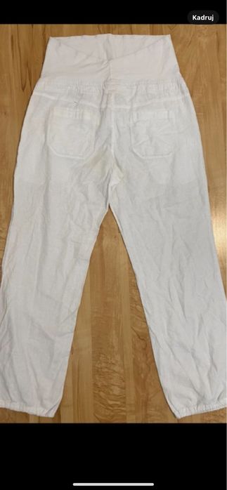 H&M mama białe długie spodnie ciążowe rozm 46 naturalny materiał
