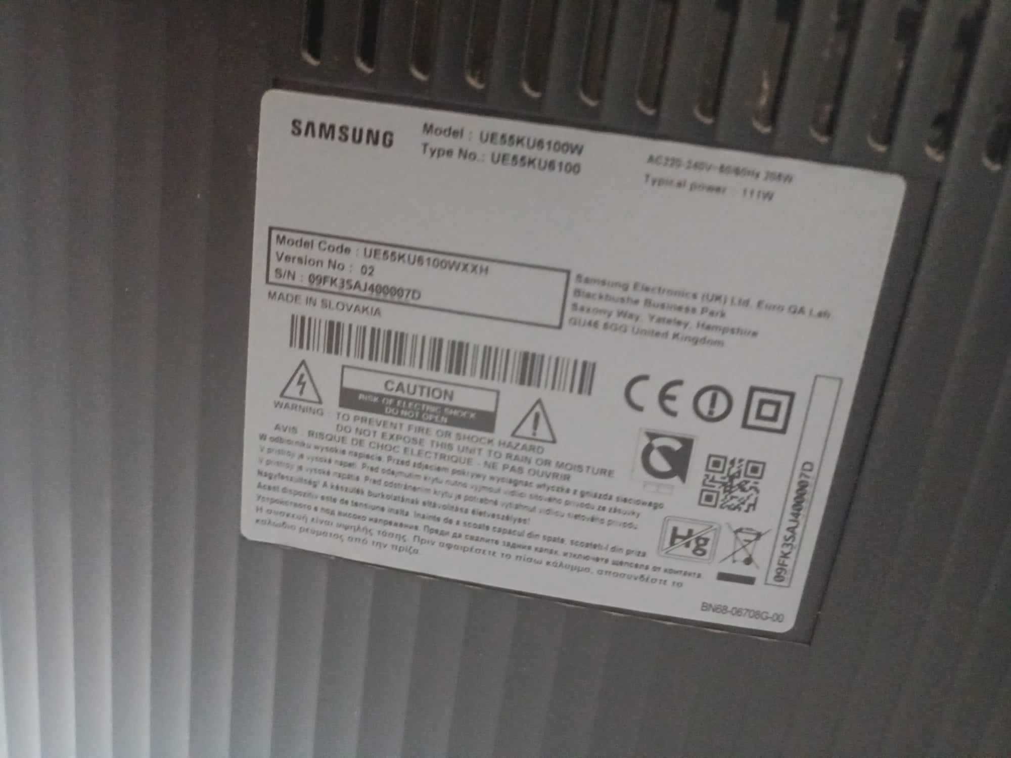 Telewizor samsung model UE55KU6100W uszkodzona matryca