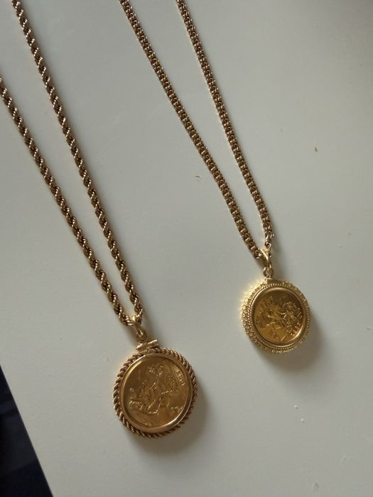 Fios de ouro 19,2k com medalhas de libra