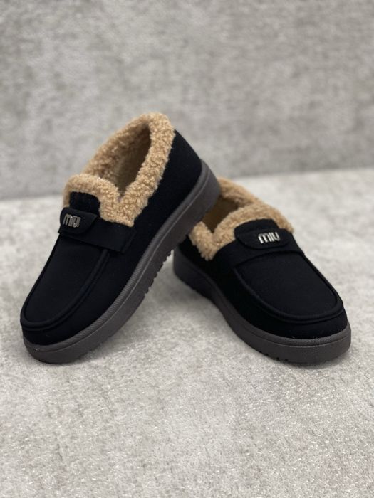 Утеплені лофери Miu шоколад чорний коричневий зима