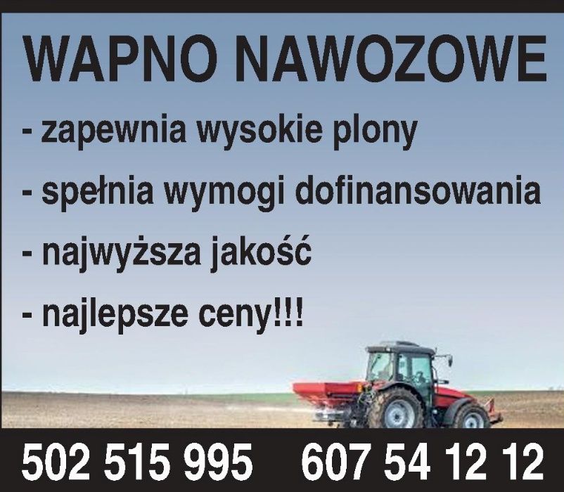 Wapno Nawozowe, Kreda, Magnezowe, --Dofinansowanie-Polska !!!