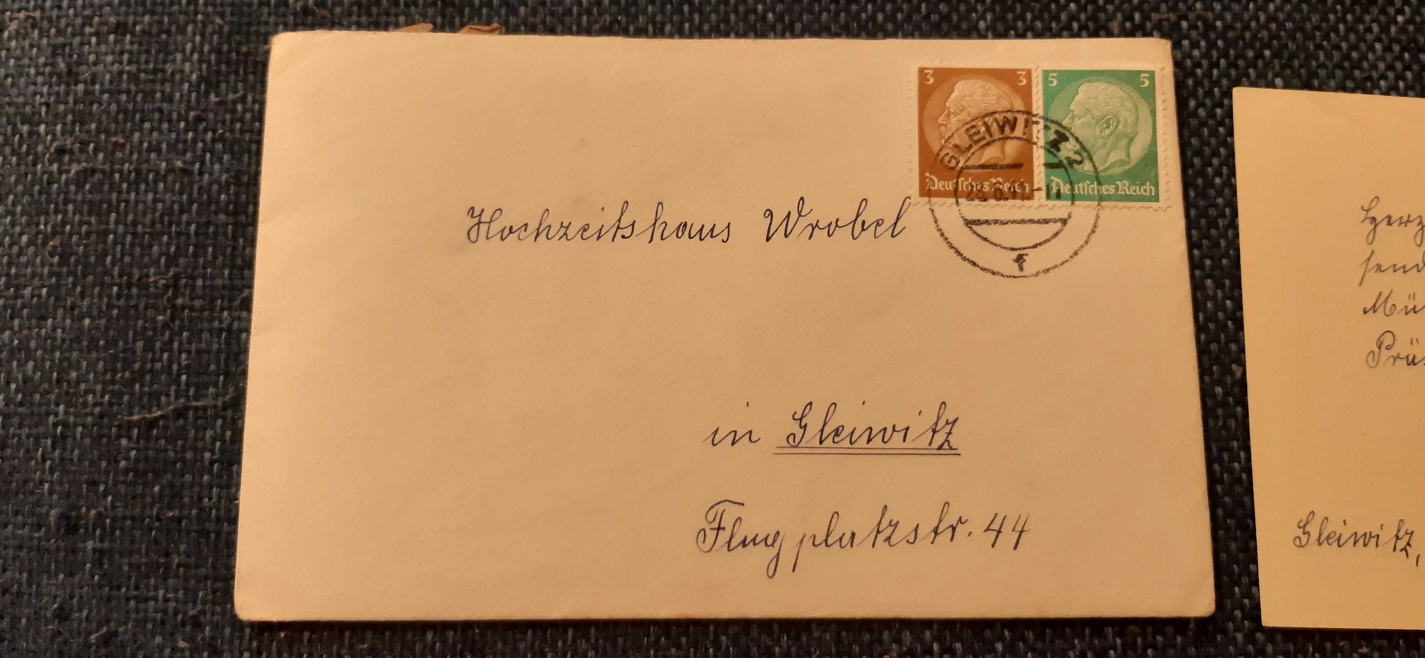 stary niemiecki list gliwice 1941 rok plus koperta ze znaczkami