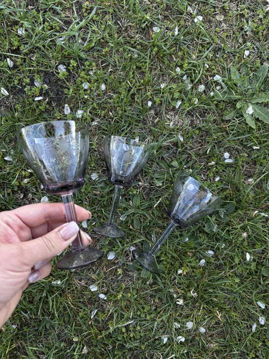 Бокали, фужери, зелене скло вінтаж