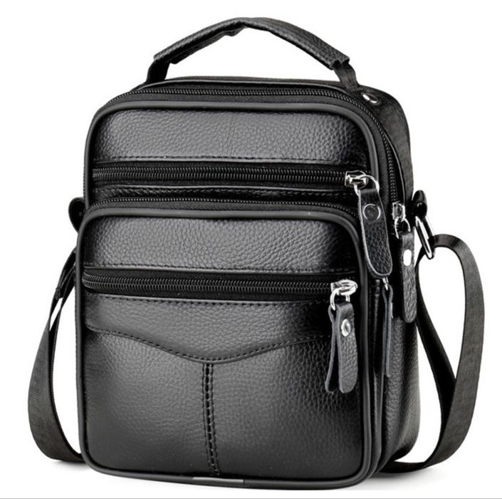 Чоловіча сумка-барсетка шкіряна через плече з ручкою