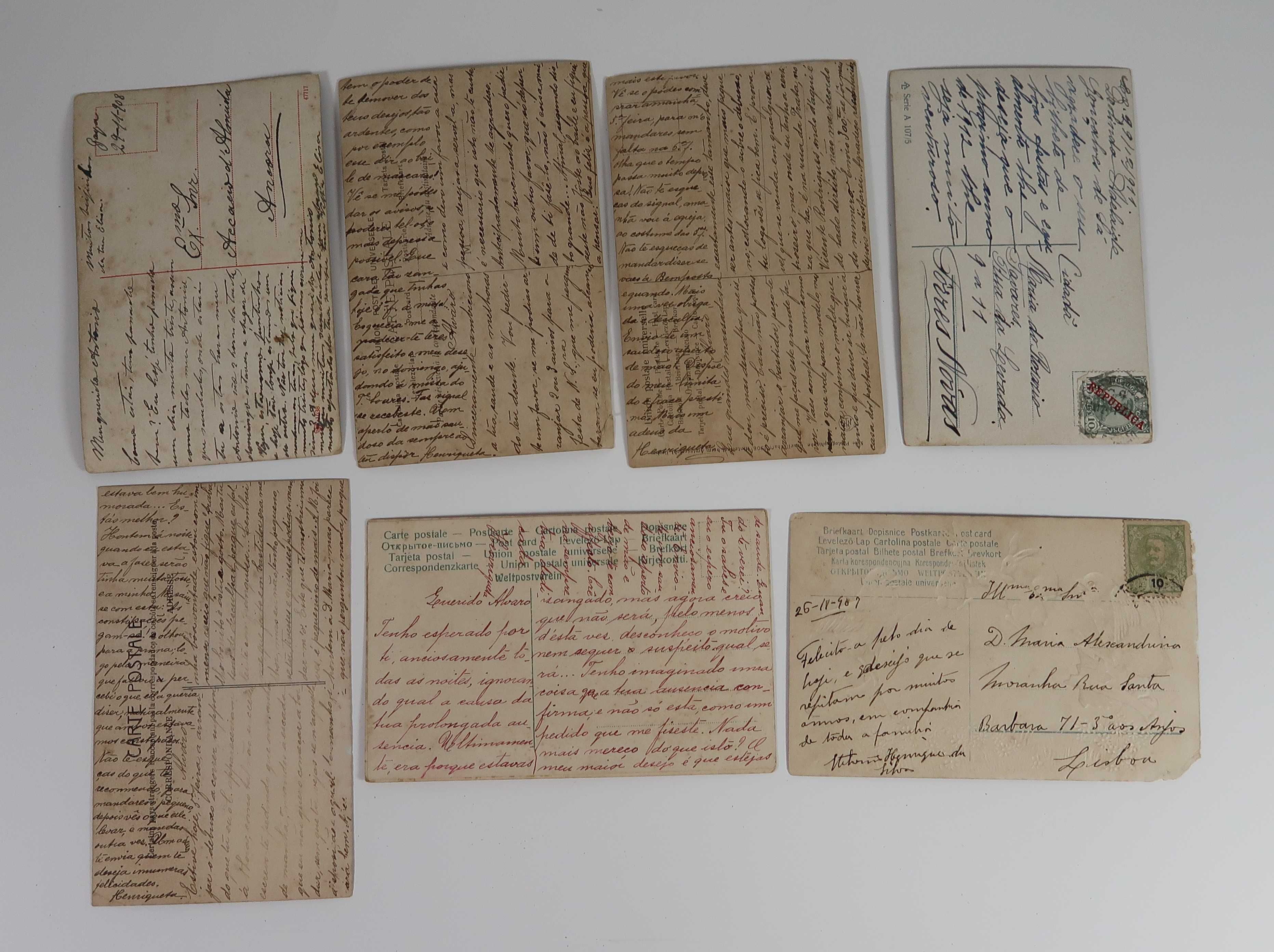 25 postais antigos em relevos, inicio Séc. XX