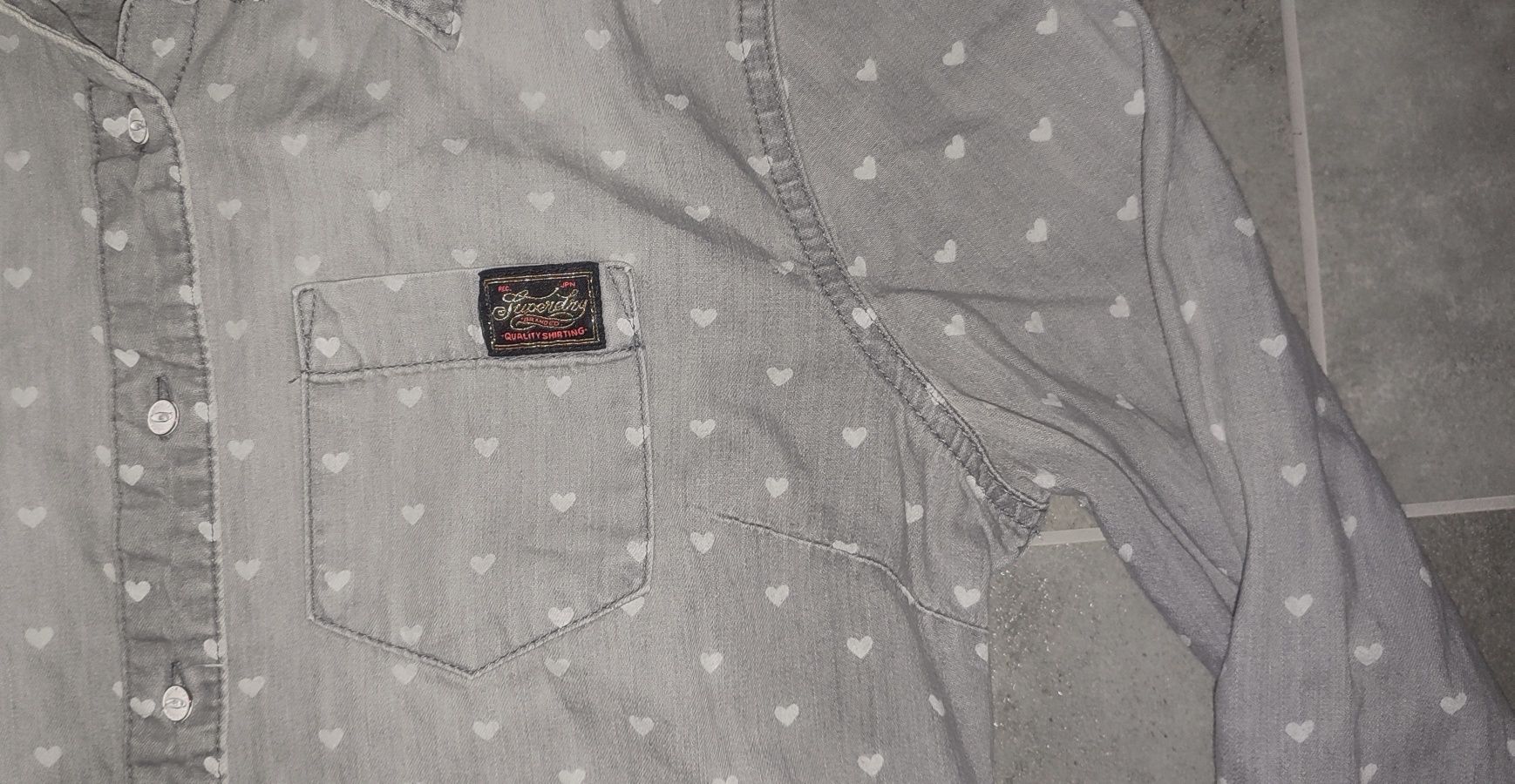 Koszula Superdry r. M szara serduszka