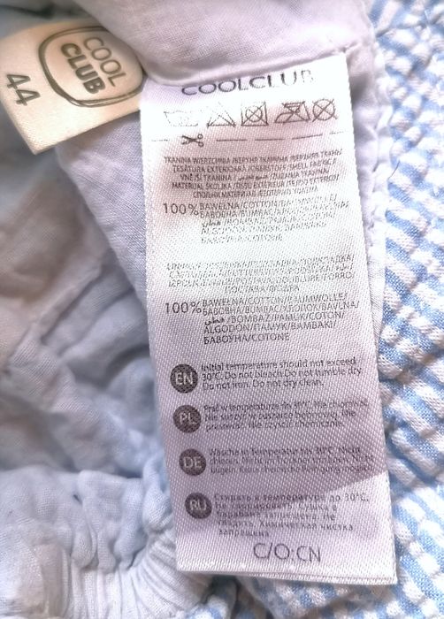 Letni kapelusz dziecięcy w biało-niebieskie prążki, rozmiar 44