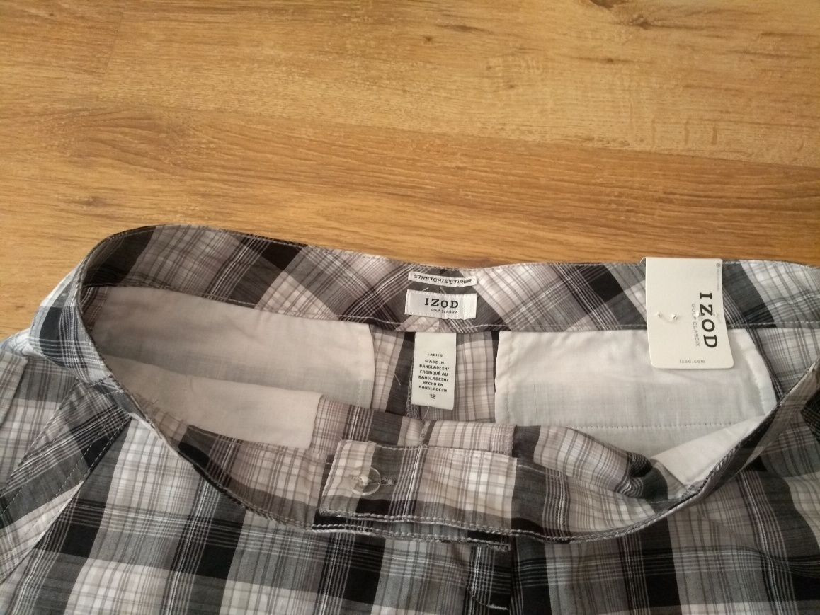 Krótkie spodenki Izod Golf Classiix 12 Nowe L xl spodnie kratę męskie