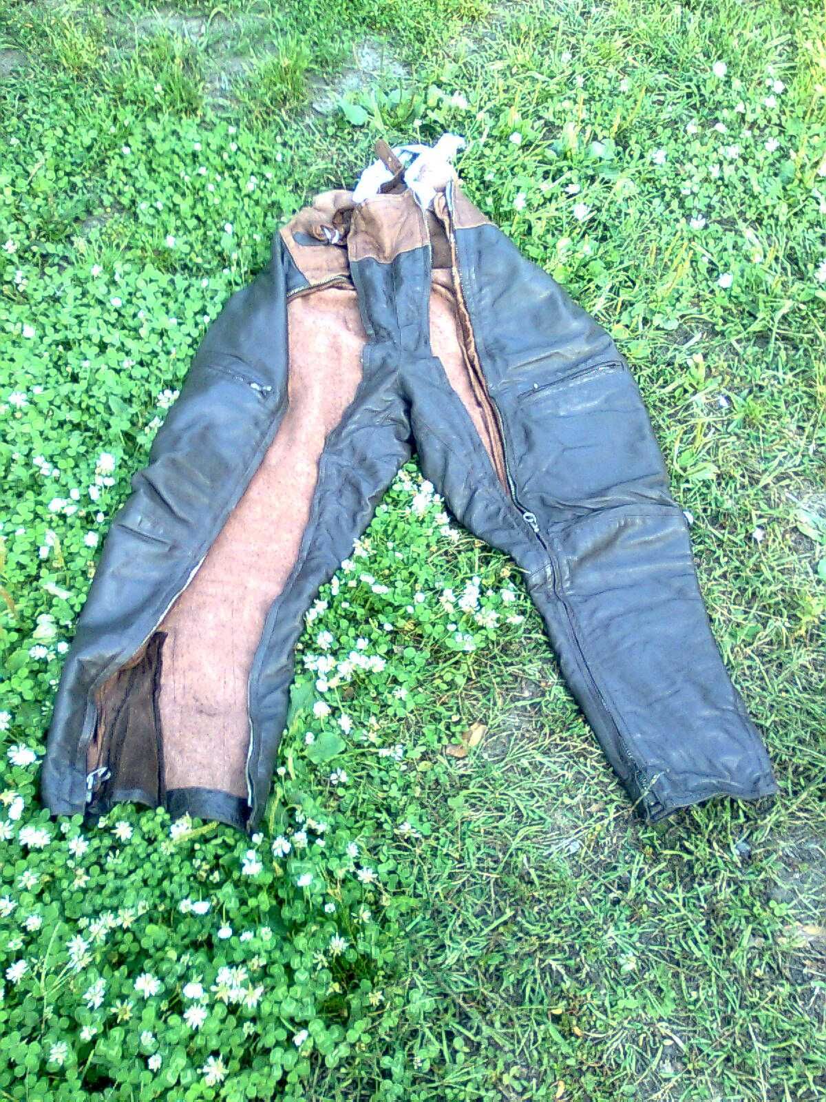 Штаны - комбинезон кожаные ,летные, Размер 52/3,Коричневый цвет,