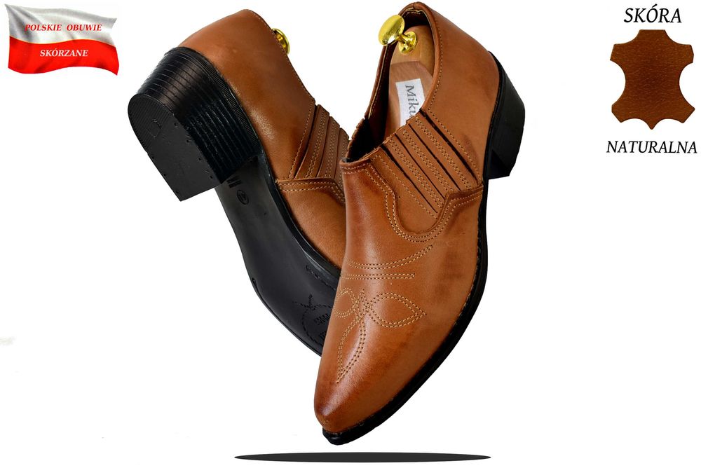 Kowbojki męskie skóra produkt polski rozmiary od 39 do 45