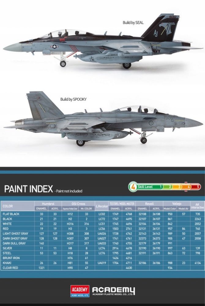 Academy 12560 samolot E/A-18G VAQ-141 Shadow Hawks model 1:72