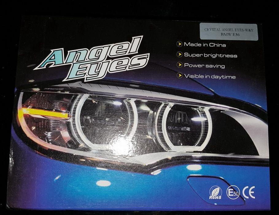 Ангельські очі crystal angel eyes LED для BMW E46 Е39 білий+жовтий