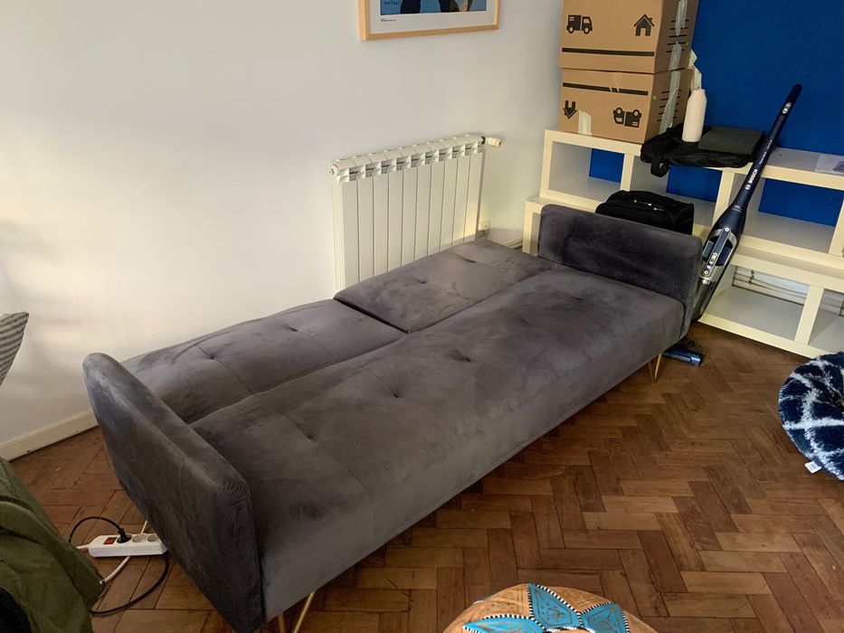 Sofa reclinável de 3 lugares de veludo (última semana para retirar)