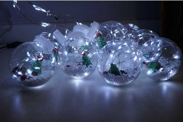 Новорічна гірлянда кульки з ялинкою Xmas 3 х 1.5 м 200 M-1 Біла