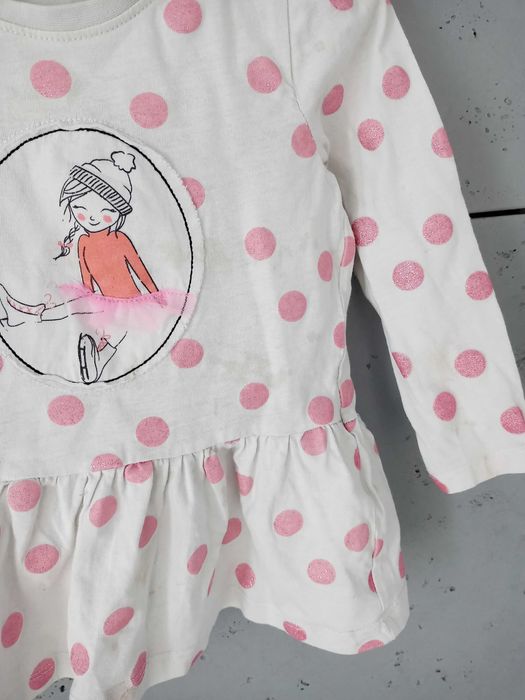 Bluzka dla dziewczynki na długi rękaw r.92 kropeczki