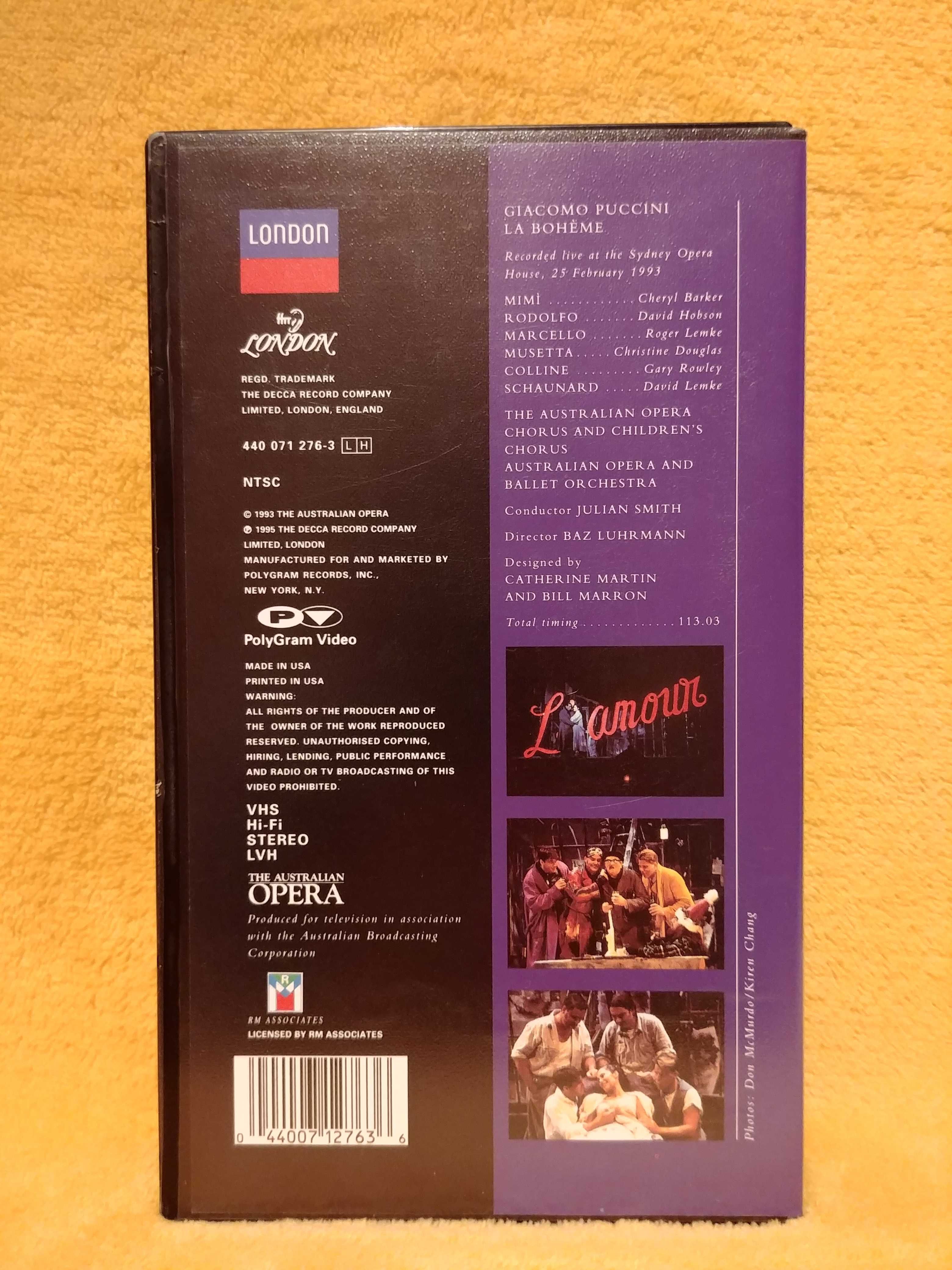 Opera La Boheme Cyganeria Puccini VHS NM  -30%