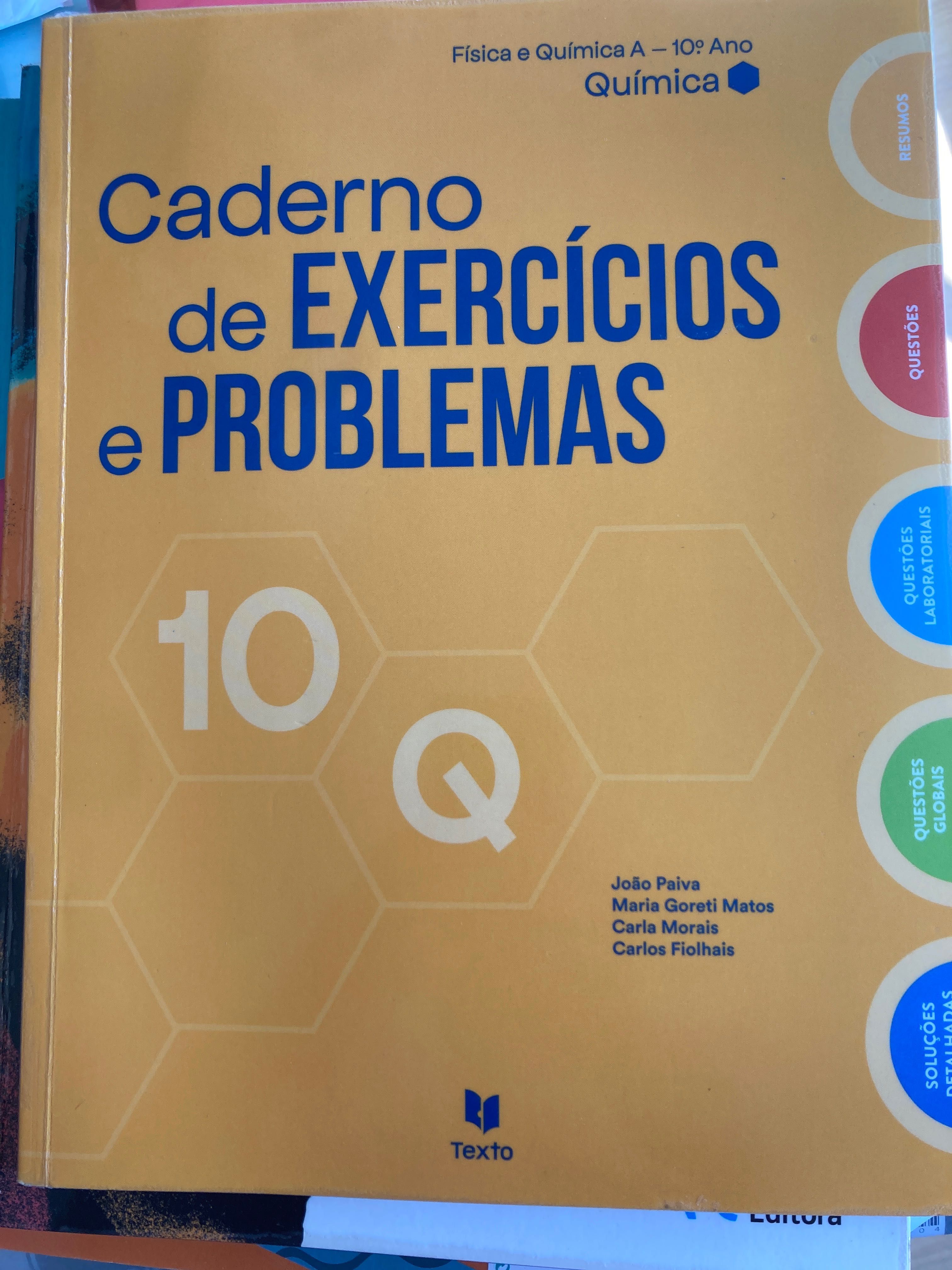 Livro / Caderno de exercícios e problemas de química 10º ano. Novo.