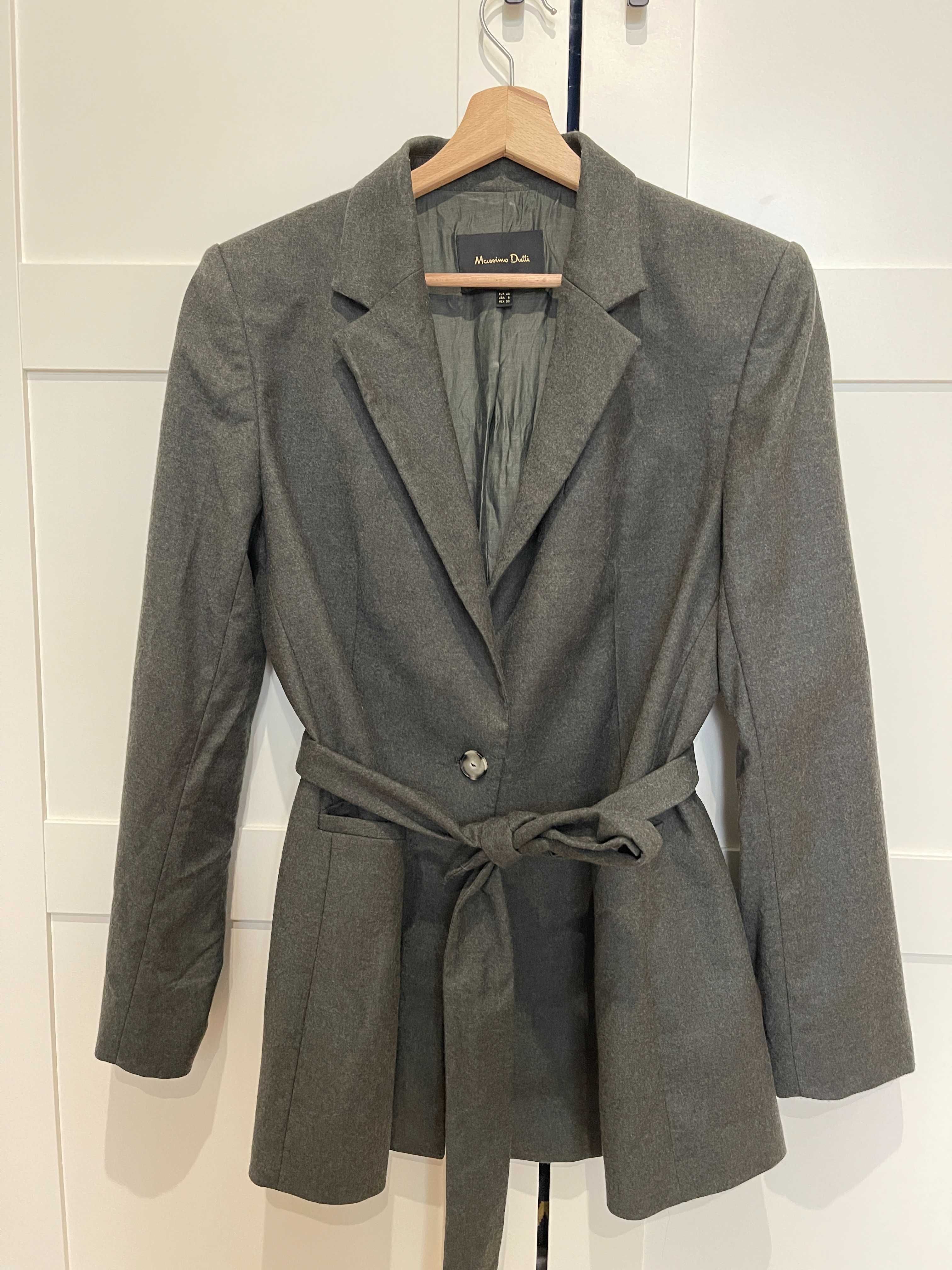 99% wełny żakiet/ marynarka Massimo Dutti M-L z paskiem