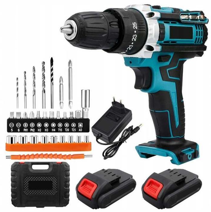 WIERTARKO-WKRĘTARKA Akumulatorowa 21V niebieska 2 Akumulatory 2.0Ah