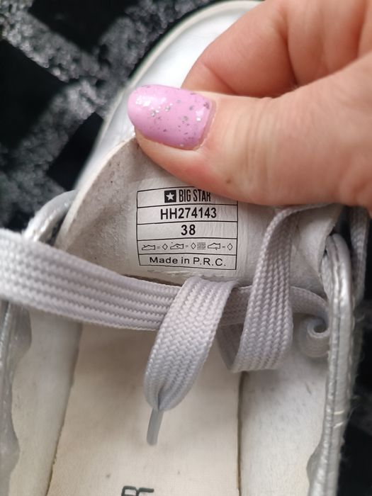 Trampki damskie Big Star srebrne -38.Bdb