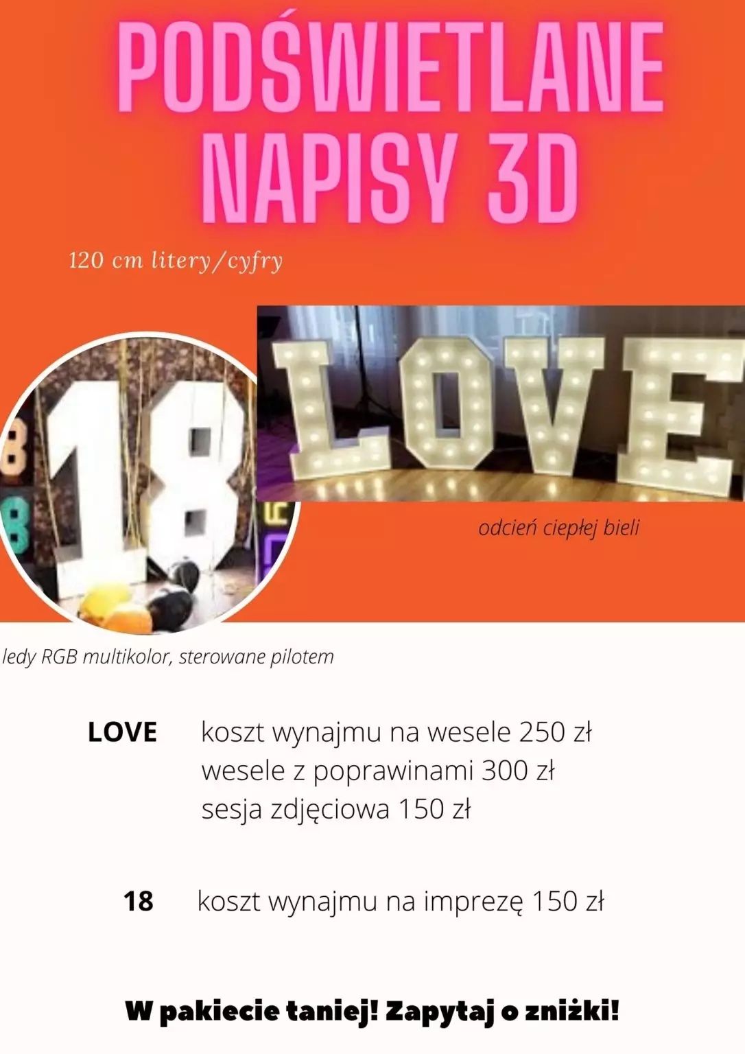 Fotobudka oraz Podświetlane napisy 3D - LOVE i 18