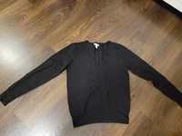 Czarny sweter w serek h&m xs