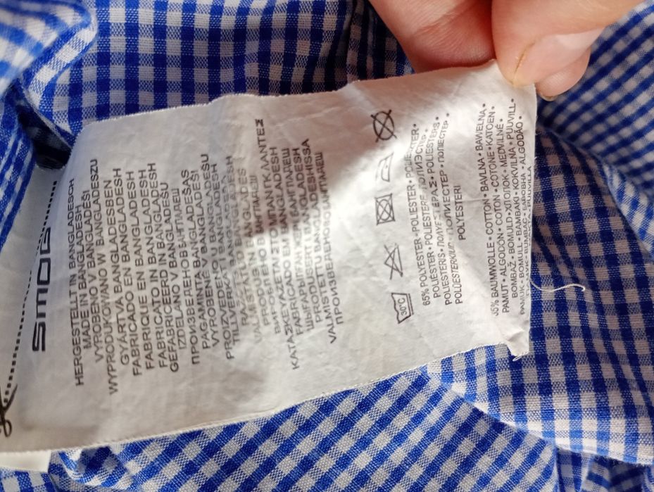 Koszula z długim rękawem w kratkę kratę niebieska biała smog