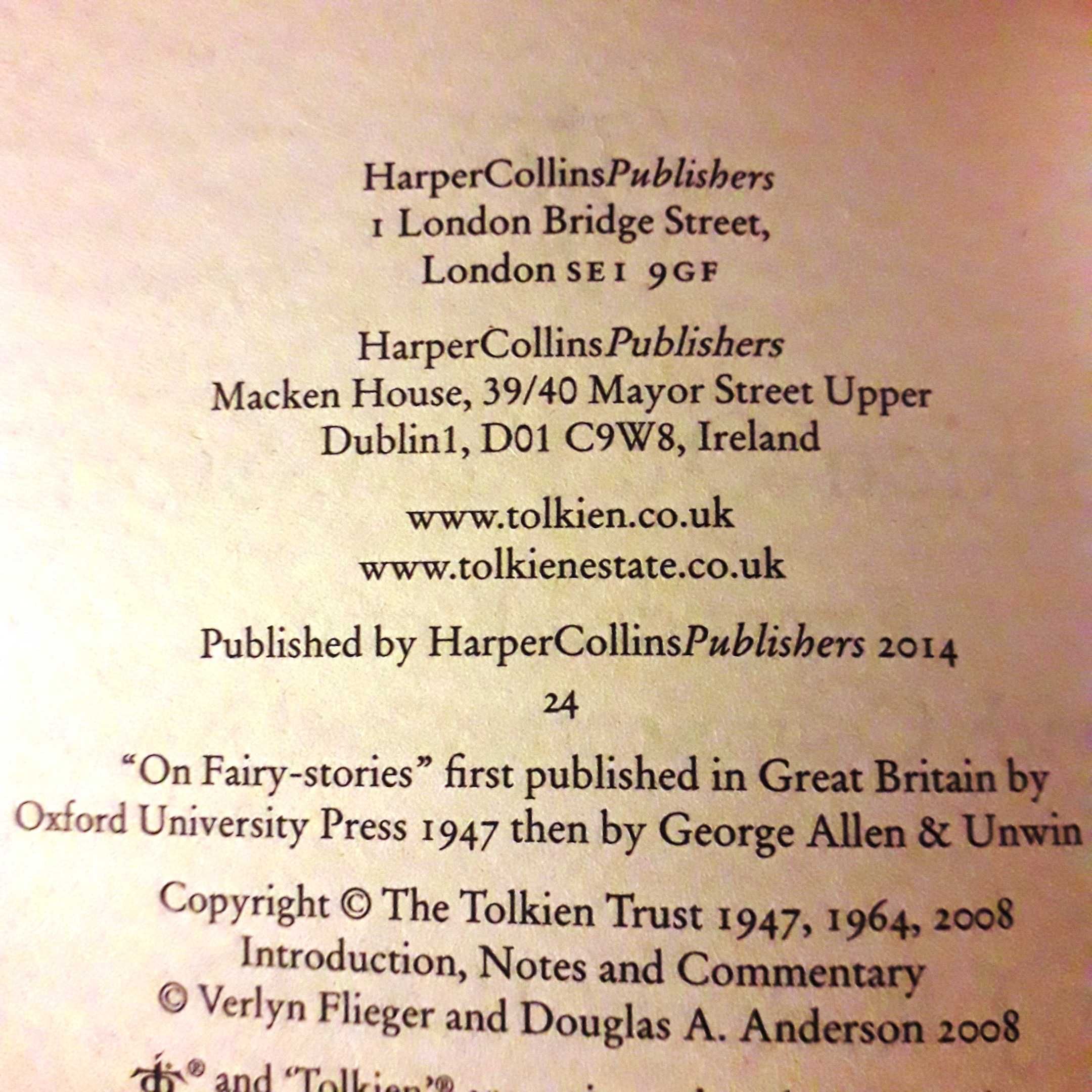J R R Tolkien - On Fairy-stories & A Secret Vice - PB editions   ENG