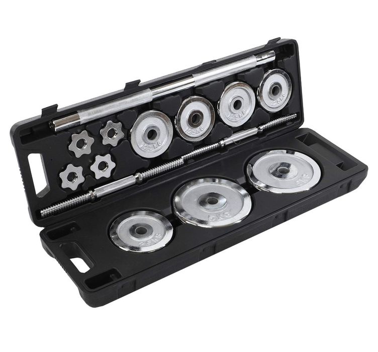 Набір гантелі розбірні хромовані диски в пласт.кейсі 30кг Zelart TA-96