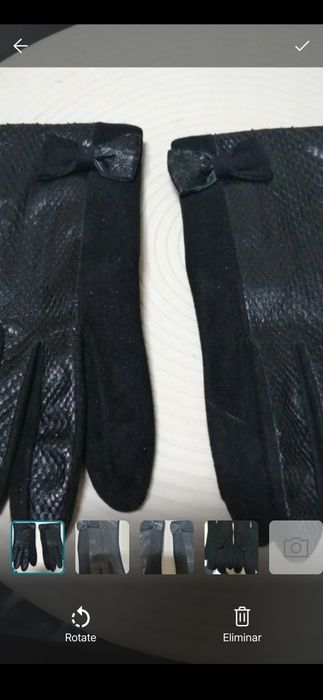 Luvas pretas de senhora em pele