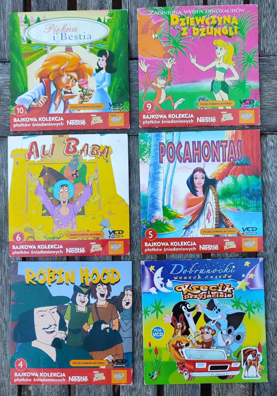 Bajki VCD - Ali baba, Krecik, Robin Hood, Pocahontas, Piekna i Bestia
