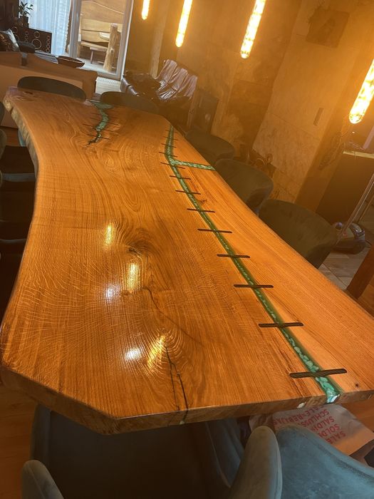 Stol konferencyjny monolit dab 315x135x7 epoxy oak table live edge